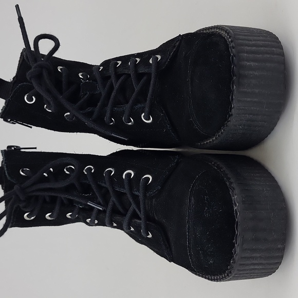 T.U.K Black Suede Viva Mondo Boots Size 8 / EU 39 - Picture 2 of 12